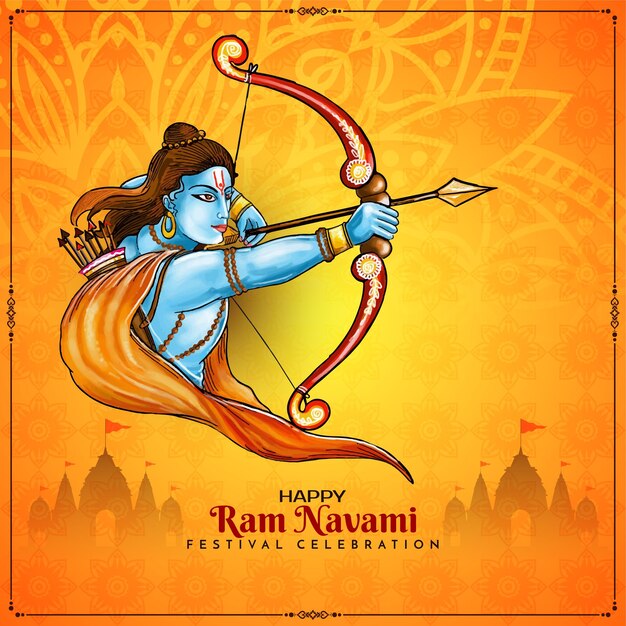 Happy Ram Navami Indian traditional festival decorative background