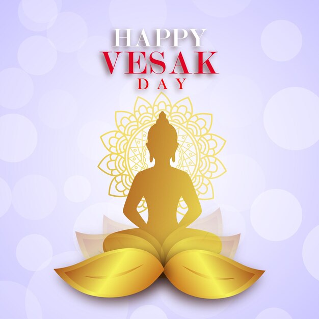Happy Vesak Greetings Blue Golden Background Banner de diseño de redes sociales Vector libre