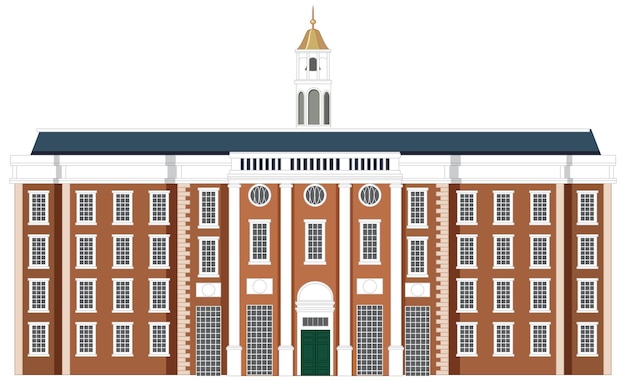 Harvard hall y los edificios de la universidad en estilo de dibujos animados vectoriales