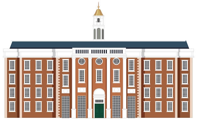 Harvard Hall y los edificios de la Universidad en estilo de dibujos animados vectoriales