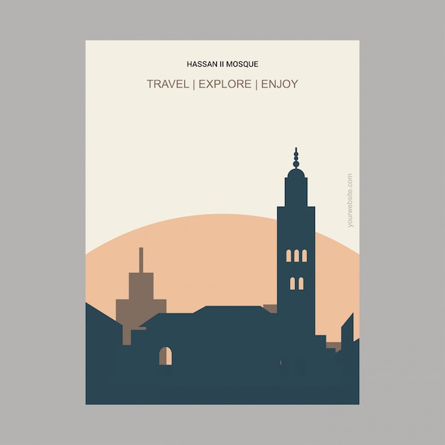 Vector gratuito hassan li mezquita israel jaffa, israel landmark poster