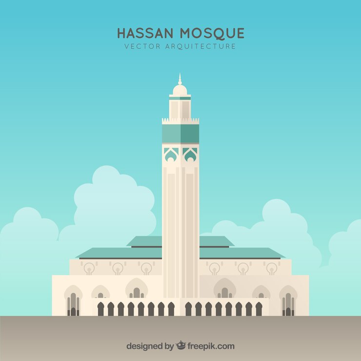 Vector gratuito hassan mezquita fachada