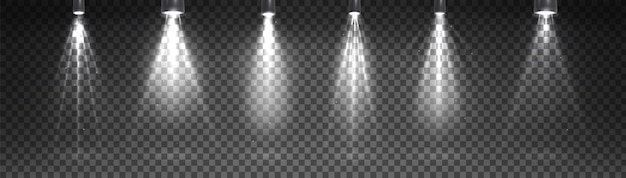 Haz de reflectores colocados sobre un fondo transparente