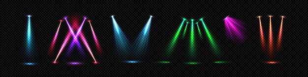 Un haz de reflectores de colores para iluminar el escenario