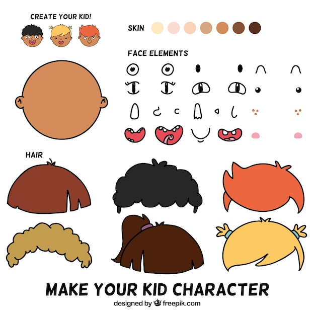 Vector gratuito haz tu personaje de niño