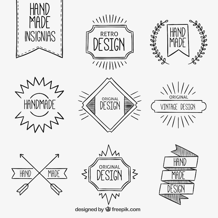 Vector gratuito hechas a mano insignias