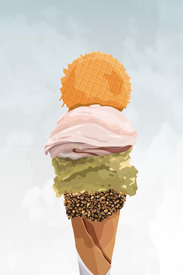 Vector gratuito helado con cobertura de oblea en el vector de verano