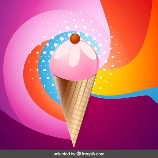 Vector gratuito helado con el fondo colorido