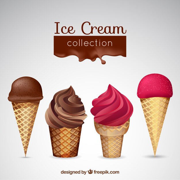 Helados de chocolate y fresa