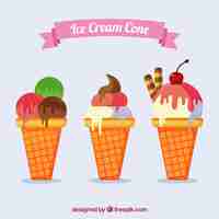 Vector gratuito helados con conos