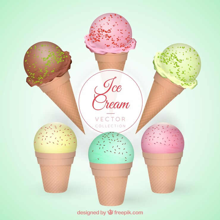 Vector gratuito helados deliciosos con diferentes sabores