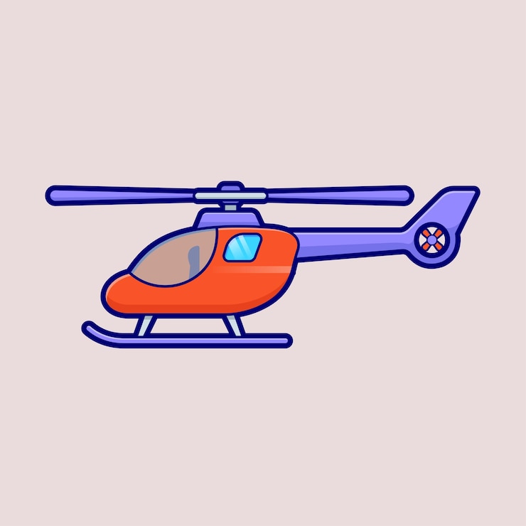Vector gratuito helicóptero avión volador dibujos animados icono vectorial ilustración transporte icono de objeto aislado plano
