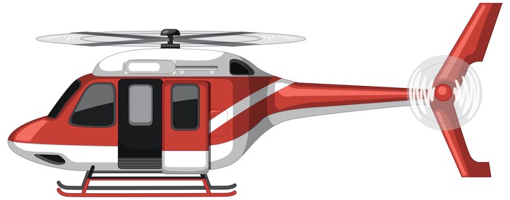 Vector gratuito helicóptero de emergencia sobre fondo blanco.