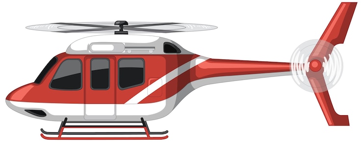 Vector gratuito helicóptero de emergencia sobre fondo blanco.