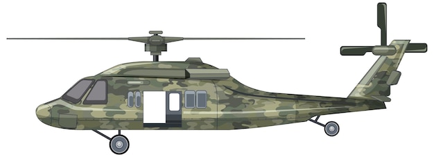 Un helicóptero militar sobre fondo blanco.
