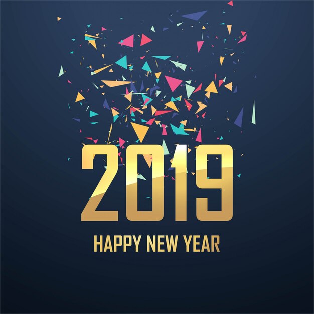 Hermosa 2019 año nuevo tarjeta celebración vector de fondo