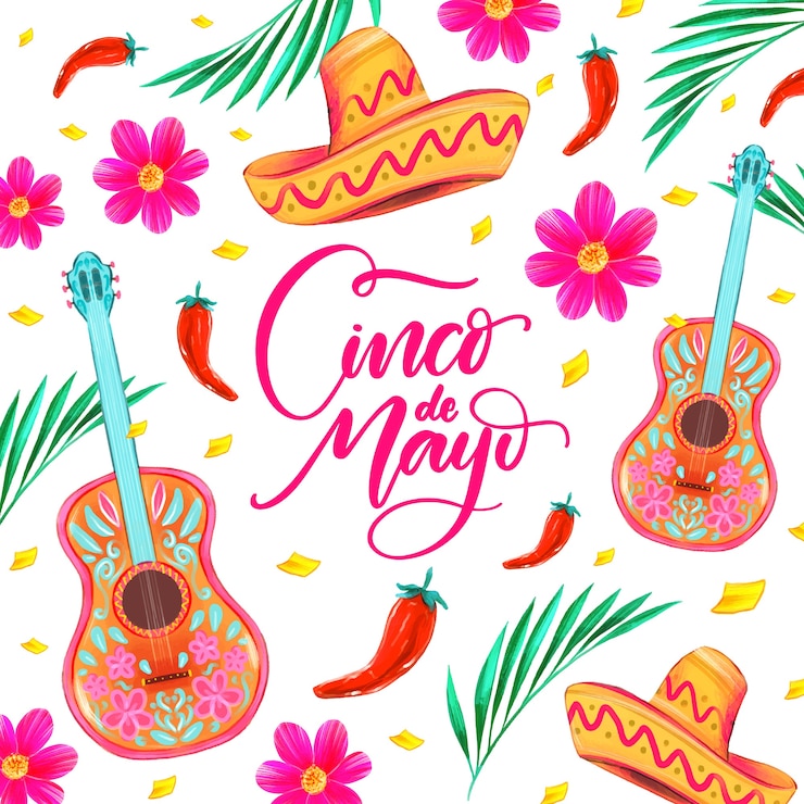 Vector gratuito hermosa acuarela cinco de mayo