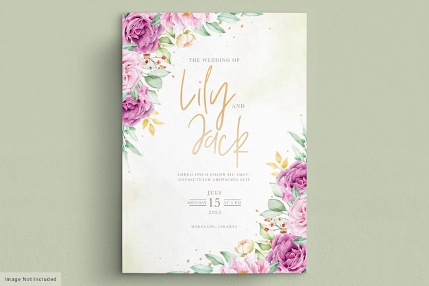 Vector gratuito hermosa acuarela flores tarjeta de boda