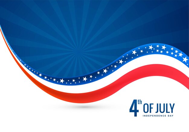 Hermosa bandera del día de la independencia americana del 4 de julio en diseño de onda