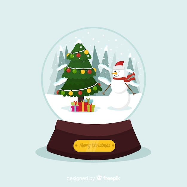 Hermosa bola de nieve con diseño de navidad