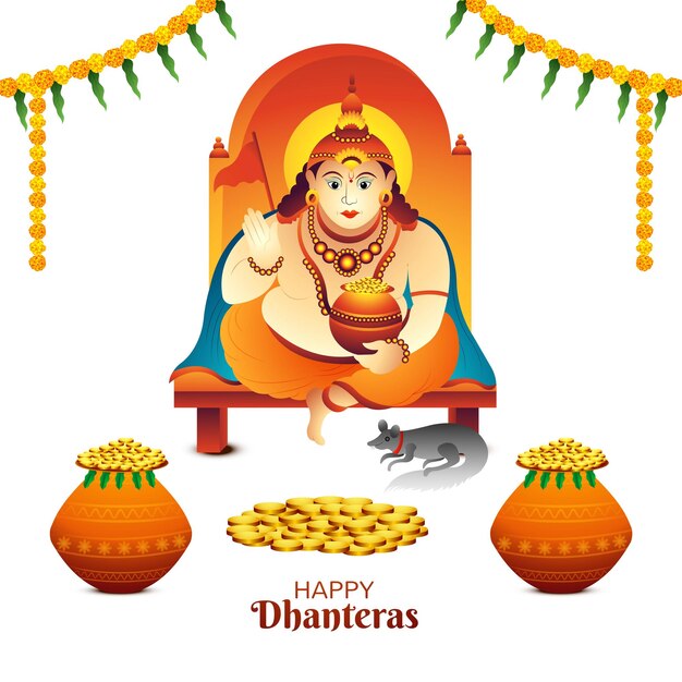 Hermosa celebración feliz dhanteras fondo de tarjeta de felicitación