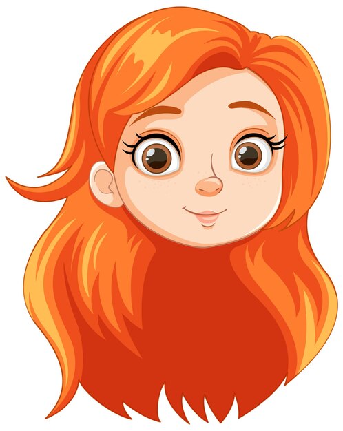 Hermosa chica de dibujos animados con el pelo largo naranja