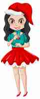 Vector gratuito hermosa chica en personaje de dibujos animados de disfraces de navidad