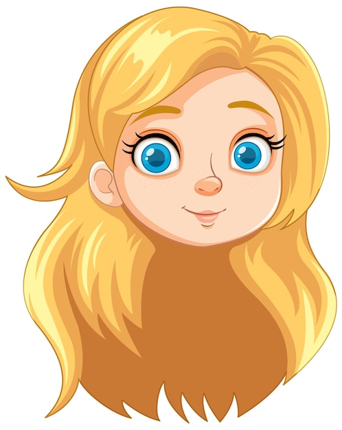 Vector gratuito hermosa chica rubia con el cabello largo al estilo de dibujos animados