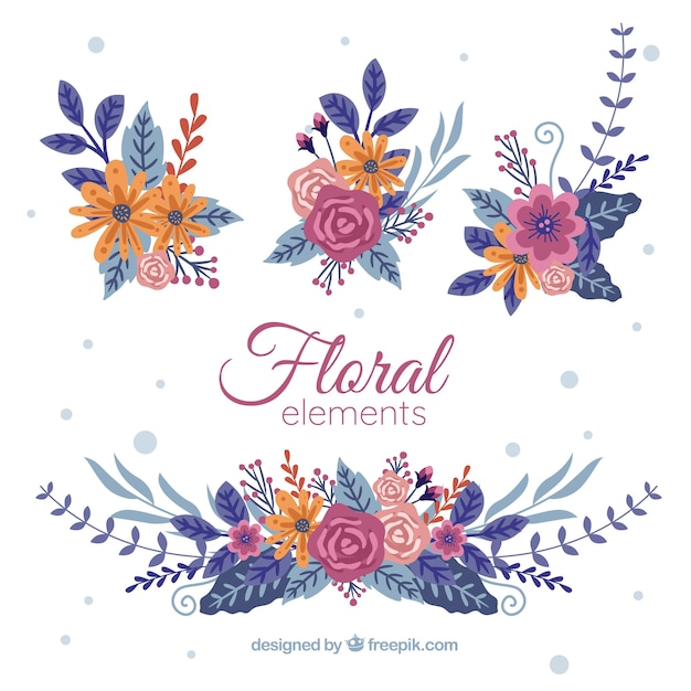 Hermosa colección de elementos flores