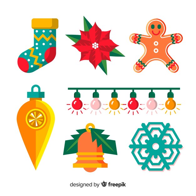 Hermosa colección de elementos de navidad dibujados a mano