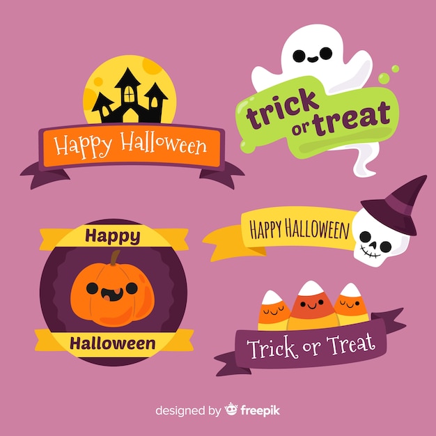 Hermosa colección de etiquetas de halloween