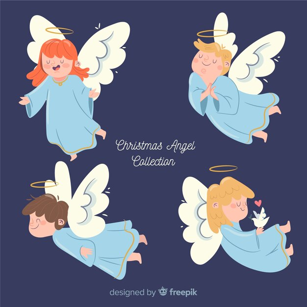 Hermosa colección flat de ángeles de navidad