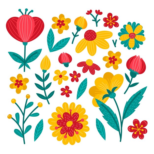 Hermosa colección de flores de primavera