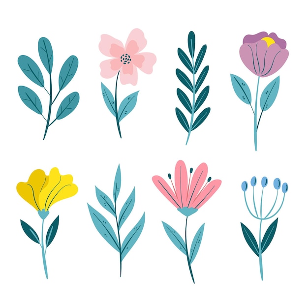 Hermosa colección de flores de primavera