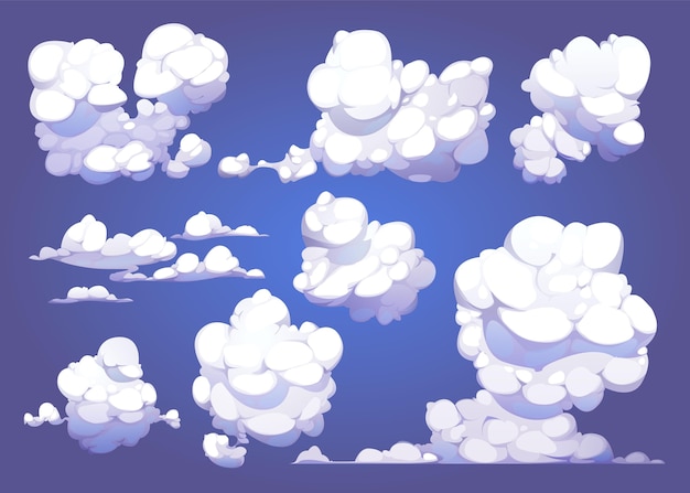Hermosa colección de nubes de dibujos animados