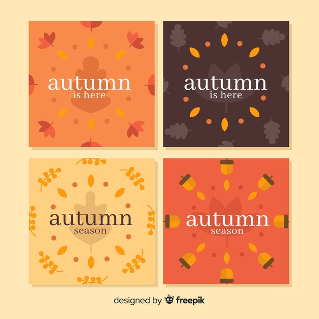 Hermosa colección de tarjetas con concepto de otoño