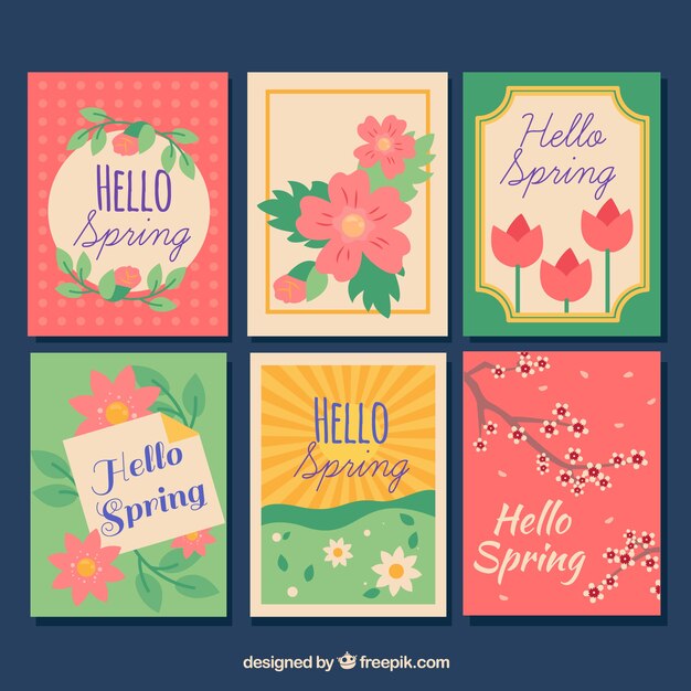Hermosa colección de tarjetas de felicitación de primavera