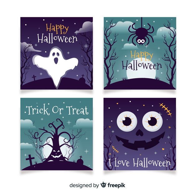 Hermosa colección de tarjetas de halloween