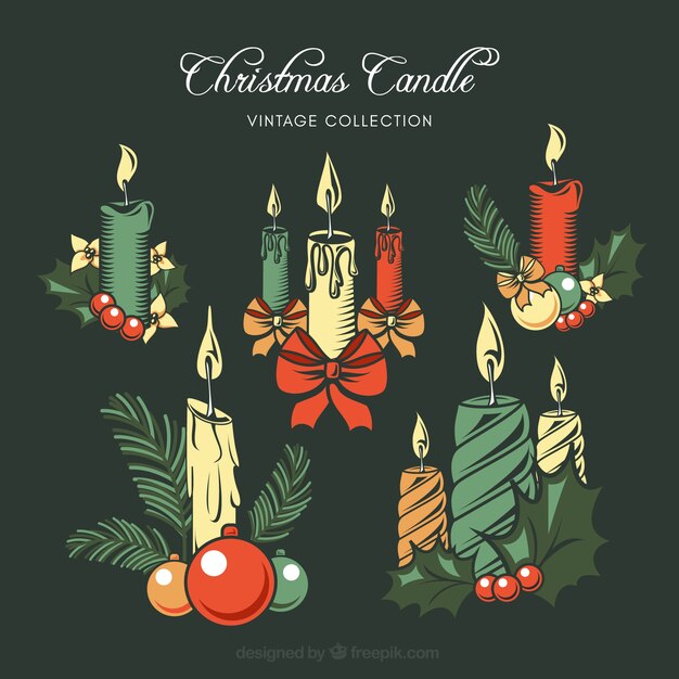 Hermosa colección vintage de velas de navidad