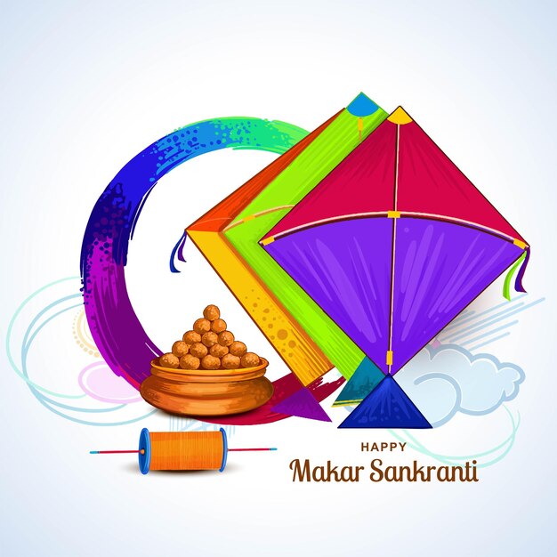 Una hermosa cometa volando para el feliz Makar Sankranti, un festival religioso de la India.