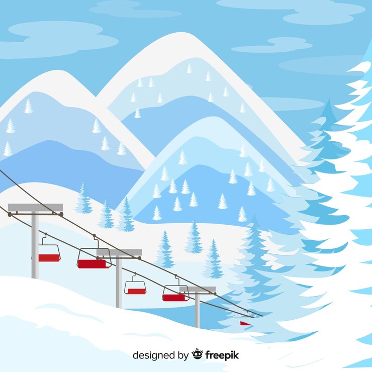 Vector gratuito la hermosa composición del paisaje de invierno