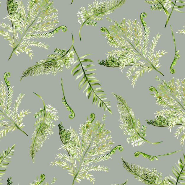 hermosa elegante acuarela vegetación helecho floral de patrones sin fisuras