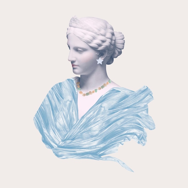Hermosa estatua de diosa griega estética técnica mixta