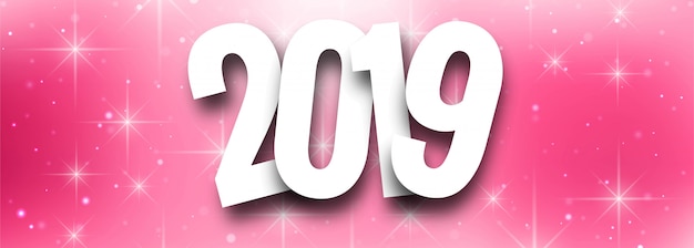 Vector gratuito hermosa feliz año nuevo 2019 banner festival de texto