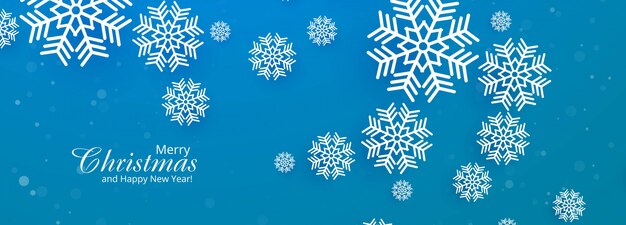 Hermosa feliz Navidad copo de nieve azul bandera