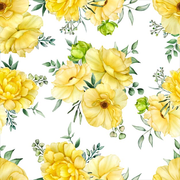 Hermosa flor de acuarela en flor de patrones sin fisuras
