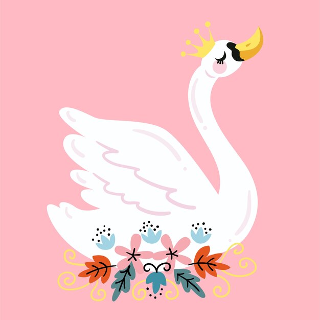 Hermosa ilustración de cisne blanco
