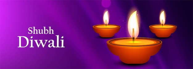 Hermosa ilustración para el festival de diwali con lámpara de aceite para banner