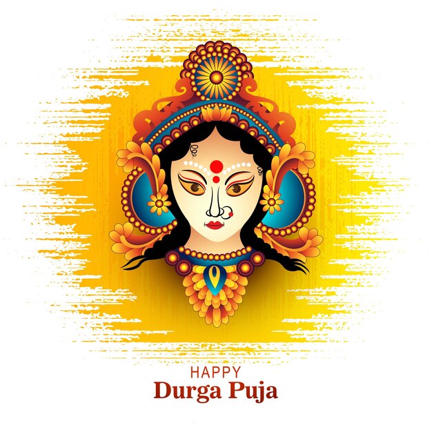 Hermosa ilustración de fondo de tarjeta de festival de durga puja