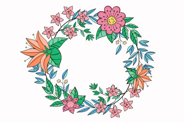 Hermosa ilustración de guirnalda floral